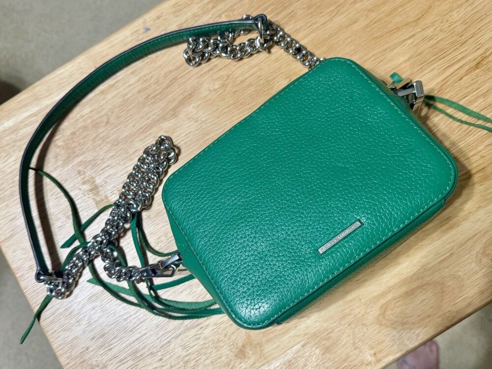 Rebecca Minkoff 3-Zip Moto Camera Bag in Jungle Green, Crossbody, Adjustable